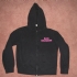 Zipped hoodie with pink Bad Religion text (womens) (Black) - Front (1000x750)