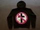 Zipped hoodie with pink crossbuster (womens) - Back (1333x1000)