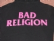 Zipped hoodie with pink Bad Religion text (womens) - Back Upclose (1000x750)