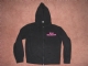 Zipped hoodie with pink Bad Religion text (womens) - Front (1000x750)