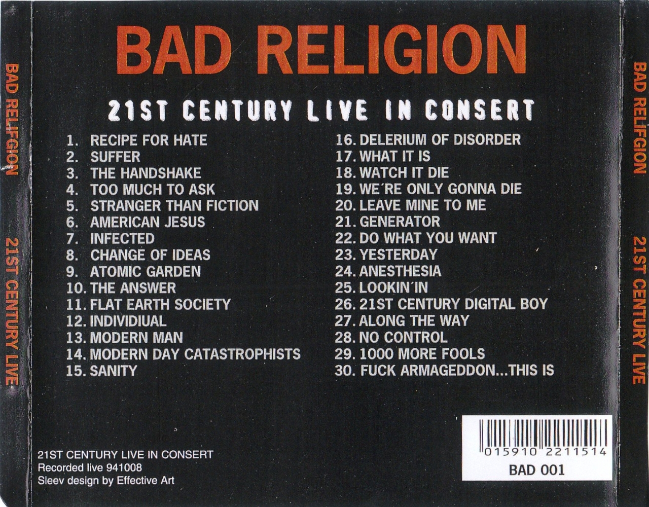 21st Century Live In Consert (bootleg) | Discography | The Bad Religion ...