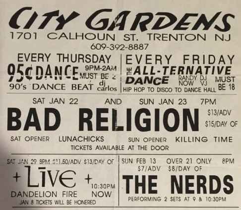 01 22 1994 Trenton Nj Tours Shows The Bad Religion Page