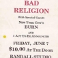 Bad Religion - show flyer